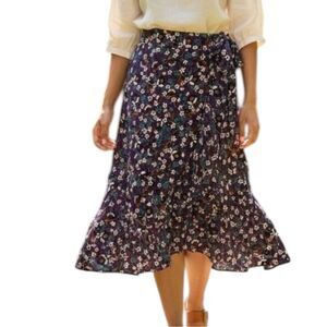 Band of the Free Purple Floral Linaelle Faux Wrap Midi Skirt S